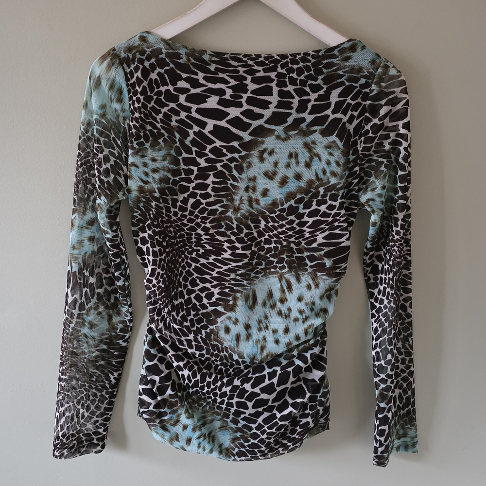Joseph Ribkoff Leopard Print Top - Brown and Blue - Picture 8 of 12